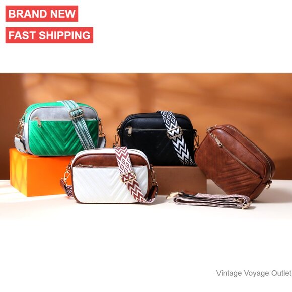 Quilted Vegan Leather Crossbody Bag with Wide Adjustable Strap - Picture 7 of 7